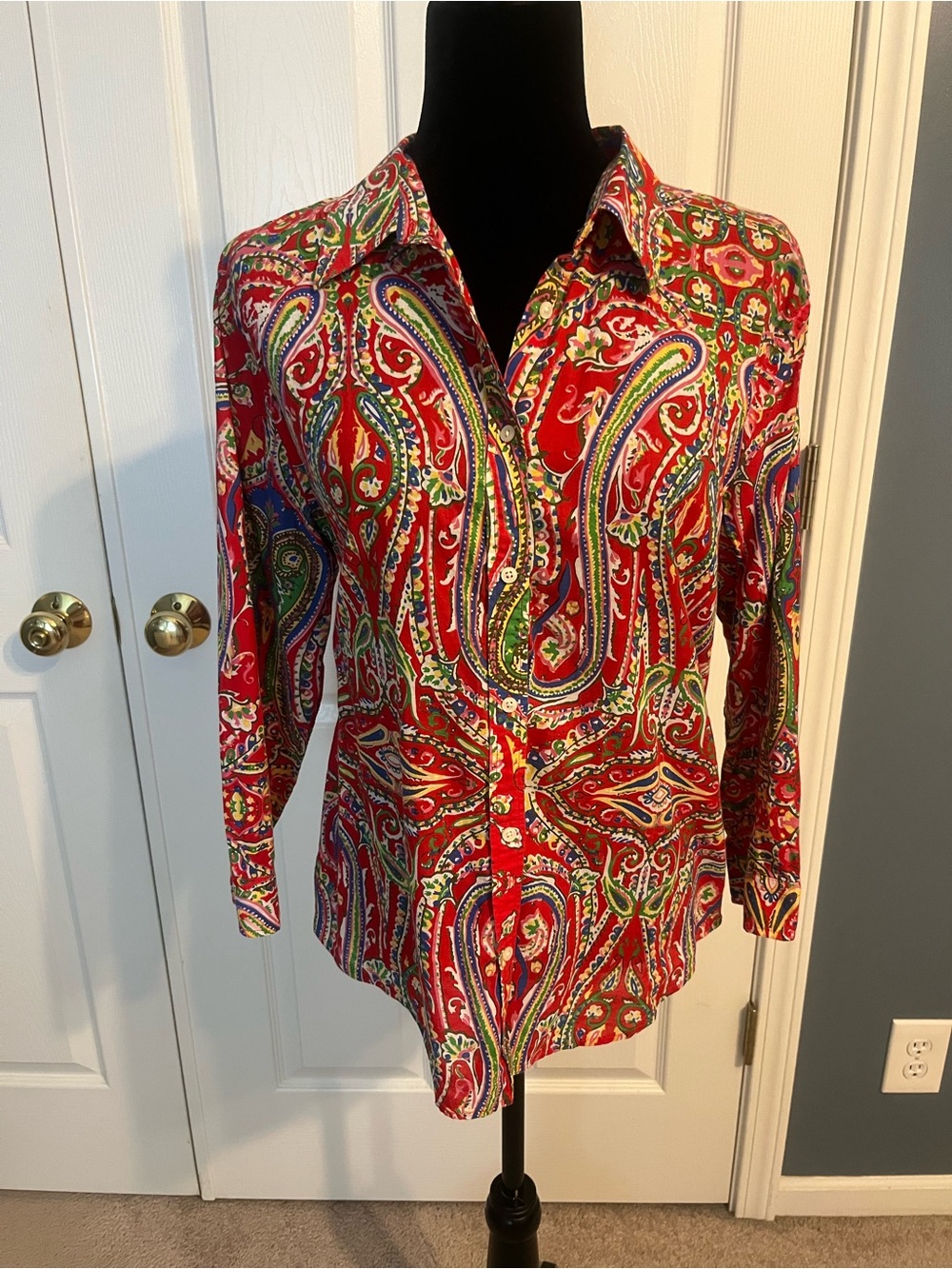 Lauren Ralph Lauren Red Paisley-Print Button Front Shirt